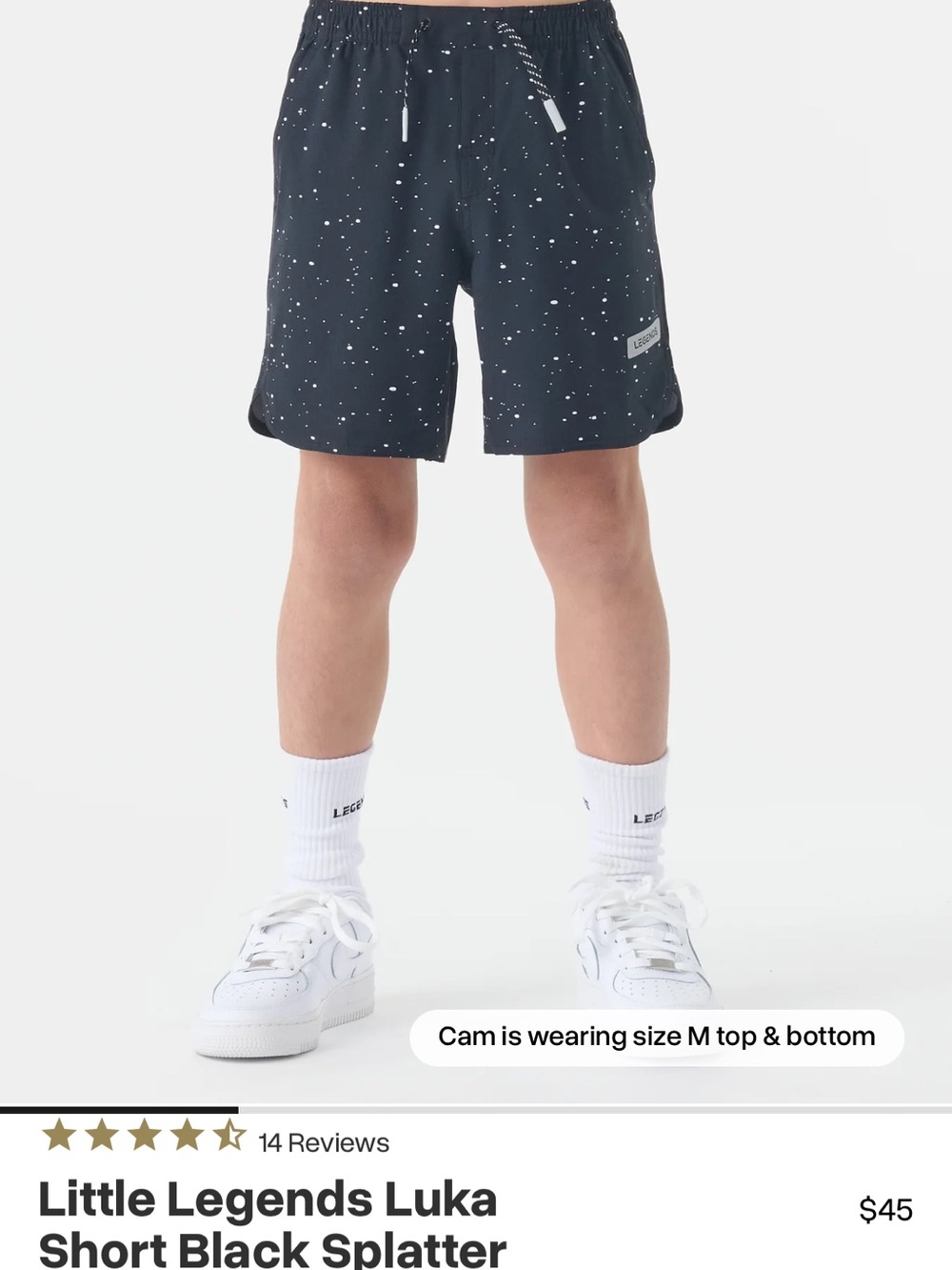 Little Legends Luka Kids' Black Splatter Shorts